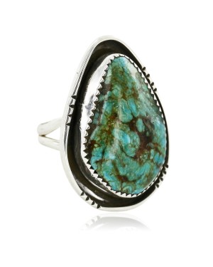 .925 Sterling Silver Handmade Certified Authentic Navajo Natural Turquoise Native American Ring  16997-1