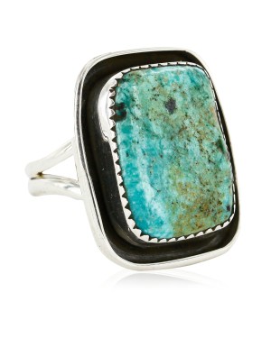 .925 Sterling Silver Handmade Certified Authentic Navajo Natural Turquoise Native American Ring  16999