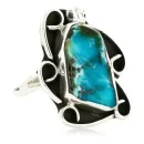 925 Sterling Silver Handmade Navajo Natural Turquoise Native American Ring 17000-4