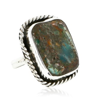 .925 Sterling Silver Handmade Certified Authentic Navajo Natural Turquoise Native American Ring  17000-7