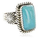 .925 Sterling Silver Handmade Certified Authentic Navajo Natural Turquoise Native American Ring  17001-2