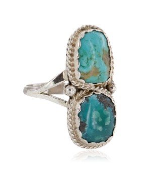 .925 Sterling Silver Handmade Certified Authentic Navajo Natural Turquoise Native American Ring  17002-7