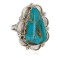 .925 Sterling Silver Handmade Certified Authentic Navajo Natural Turquoise Native American Ring  17003-2
