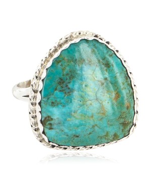 .925 Sterling Silver Handmade Certified Authentic Navajo Natural Turquoise Native American Ring 18188-4