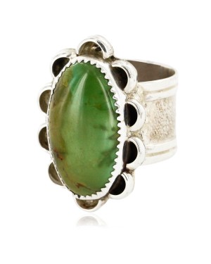 .925 Sterling Silver Handmade Certified Authentic Navajo Natural Turquoise Native American Ring  26105