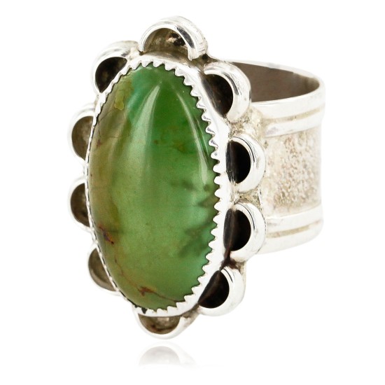 .925 Sterling Silver Handmade Certified Authentic Navajo Natural Turquoise Native American Ring  26105
