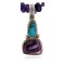 .925 Sterling Silver Handmade Certified Authentic Navajo Natural Turquoise Spiny Oyster Amethyst Native American Necklace 15909-15909-1