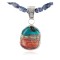 .925 Sterling Silver Handmade Certified Authentic Navajo Natural Turquoise Spiny Oyster Lapis Native American Necklace 24411-2-16047-2