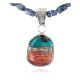 .925 Sterling Silver Handmade Certified Authentic Navajo Natural Turquoise Spiny Oyster Lapis Native American Necklace 24411-2-16047-2