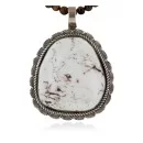.925 Sterling Silver Handmade Navajo Natural White Buffalo Turquoise Tigers Eye Native American Necklace 12582-16028