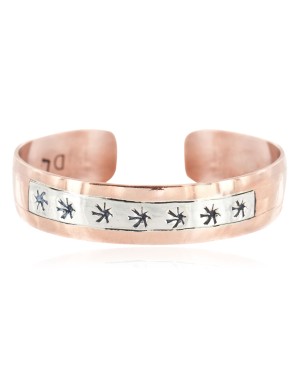 .925 Sterling Silver Handmade Certified Authentic Navajo Pure Copper Native American Bracelet 18134-101