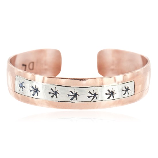 .925 Sterling Silver Handmade Certified Authentic Navajo Pure Copper Native American Bracelet 18134-101