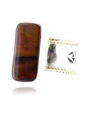 .925 Sterling Silver Handmade Certified Authentic Navajo RED TIGERS EYE Native American Ring  371005023959