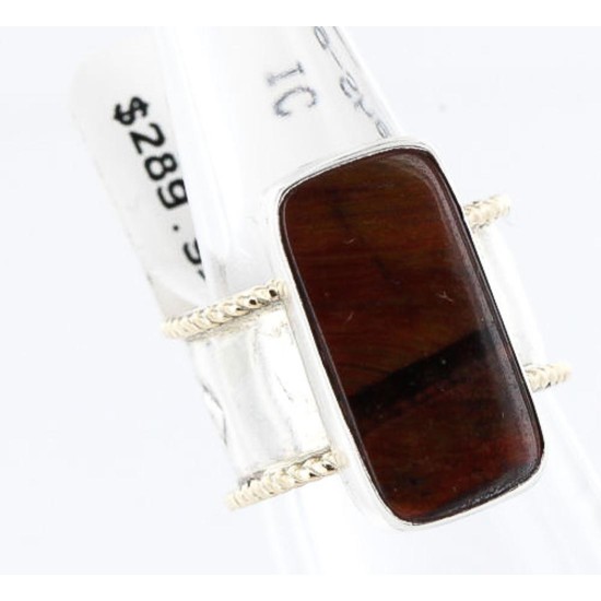 .925 Sterling Silver Handmade Certified Authentic Navajo RED TIGERS EYE Native American Ring  371005023959