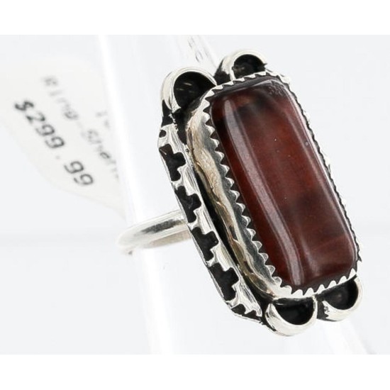 .925 Sterling Silver HANDMADE Certified Authentic Navajo RED TIGERS EYE Native American Ring  371103294941