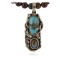 .925 Sterling Silver Handmade Certified Authentic Navajo Robert Littel Natural Turquoise Agate Native American Necklace 15939-2-16028-12