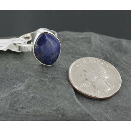 .925 Sterling Silver Handmade Certified Authentic Navajo Silver Natural Lapis Native American Ring  390679642788