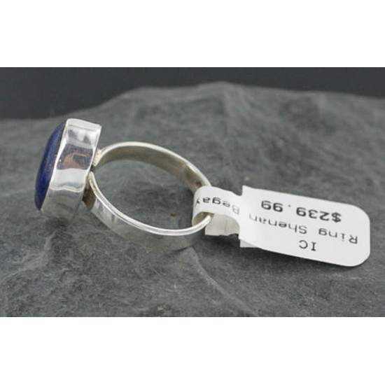 .925 Sterling Silver Handmade Certified Authentic Navajo Silver Natural Lapis Native American Ring  390679642788