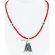 .925 Sterling Silver Handmade Certified Authentic Navajo SPIDER WEB Turquoise and CORAL Native American Necklace 371058533600
