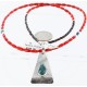 .925 Sterling Silver Handmade Certified Authentic Navajo SPIDER WEB Turquoise and CORAL Native American Necklace 371058533600
