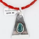 .925 Sterling Silver Handmade Navajo Spider Web Turquoise and Coral Native American Necklace 371058533600