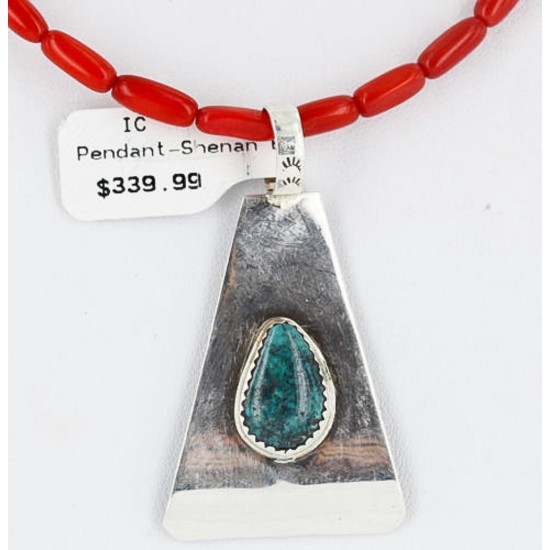 .925 Sterling Silver Handmade Certified Authentic Navajo SPIDER WEB Turquoise and CORAL Native American Necklace 371058533600