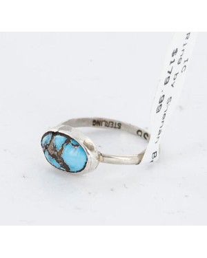 .925 Sterling Silver Handmade Certified Authentic Navajo SPIDER WEB Turquoise Native American Ring  371041150517