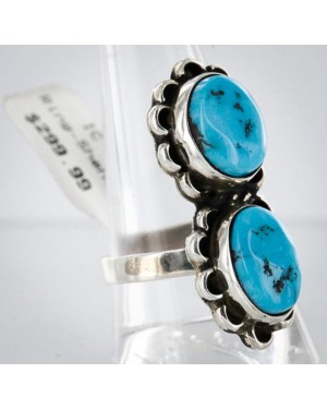 .925 Sterling Silver Handmade Certified Authentic Navajo Turquoise Adjustable Native American Ring  390839364273