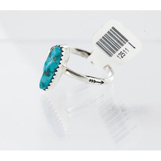 .925 Sterling Silver Handmade Certified Authentic Navajo Turquoise Arrow Native American Ring  371046469273