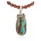 .925 Sterling Silver Handmade Certified Authentic Navajo Turquoise Goldstone Native American Necklace 24396-1-16083-6