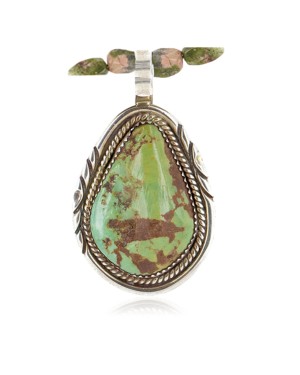 .925 Sterling Silver Handmade Certified Authentic Navajo Turquoise Jasper Native American Necklace 12553