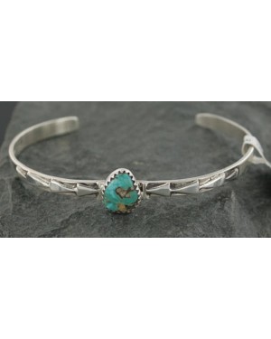 .925 Sterling Silver Handmade Certified Authentic Navajo Turquoise Native American Bracelet 370938721863