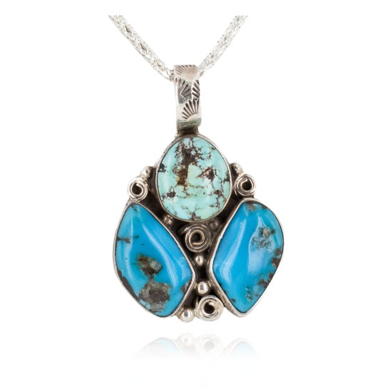 .925 Sterling Silver Handmade Certified Authentic Navajo Turquoise Native American Necklace 14946 .925 Sterling Silver Handmade Certified Authentic Navajo Turquoise Native American Necklace 14946