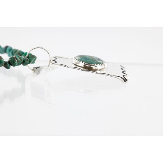 .925 Sterling Silver Handmade Certified Authentic Navajo Turquoise Native American Necklace 371008025084