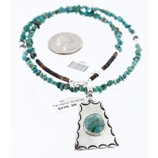 .925 Sterling Silver Handmade Certified Authentic Navajo Turquoise Native American Necklace 371008025084