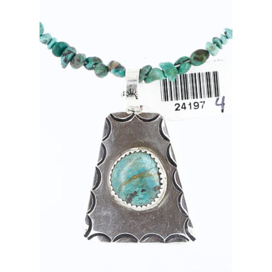 .925 Sterling Silver Handmade Certified Authentic Navajo Turquoise Native American Necklace 371008025084