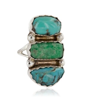 .925 Sterling Silver Handmade Certified Authentic Navajo Turquoise Native American Ring  17002-6