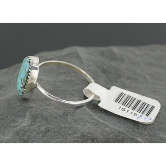 .925 Sterling Silver Handmade Certified Authentic Navajo Turquoise Native American Ring  370917480974