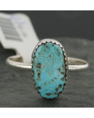 .925 Sterling Silver Handmade Certified Authentic Navajo Turquoise Native American Ring  370917480974