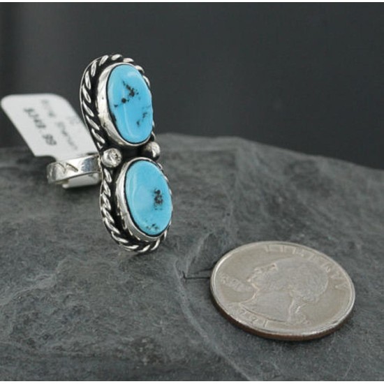 .925 Sterling Silver Handmade Certified Authentic Navajo Turquoise Native American Ring  370922333897