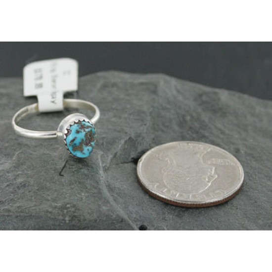 .925 Sterling Silver Handmade Certified Authentic Navajo Turquoise Native American Ring  370922473153