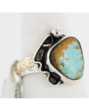 .925 Sterling Silver Handmade Certified Authentic Navajo Turquoise Native American Ring  370985414391