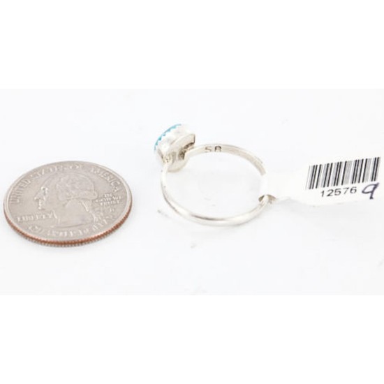 .925 Sterling Silver Handmade Certified Authentic Navajo Turquoise Native American Ring  371017528161