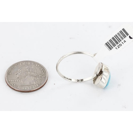 .925 Sterling Silver Handmade Certified Authentic Navajo Turquoise Native American Ring  371029349912