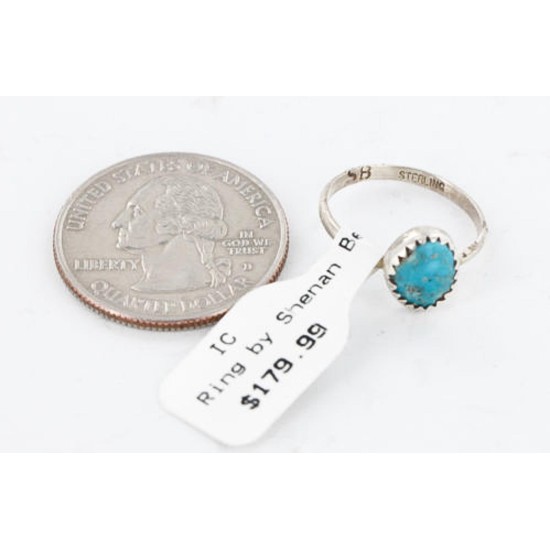 .925 Sterling Silver Handmade Certified Authentic Navajo Turquoise Native American Ring  371043589148