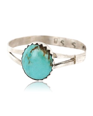 .925 Sterling Silver Handmade Certified Authentic Navajo Turquoise Native American Ring  371060558525