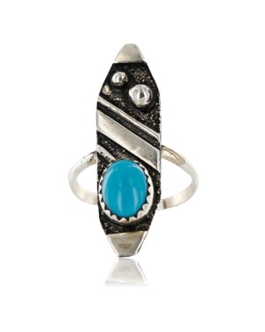 .925 Sterling Silver Handmade Certified Authentic Navajo Turquoise Native American Ring  371071672206