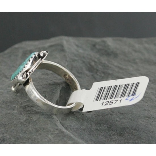 .925 Sterling Silver Handmade Certified Authentic Navajo Turquoise Native American Ring  390683030780