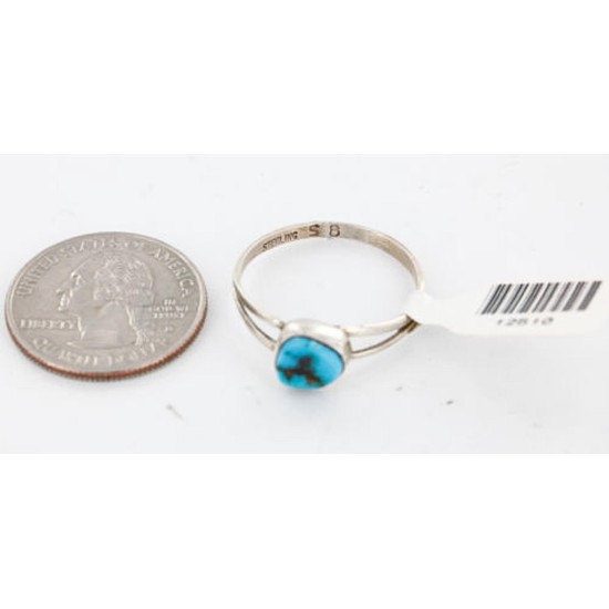 .925 Sterling Silver Handmade Certified Authentic Navajo Turquoise Native American Ring  390788988640