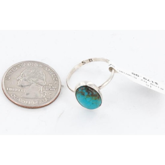 .925 Sterling Silver Handmade Certified Authentic Navajo Turquoise Native American Ring  390816823557